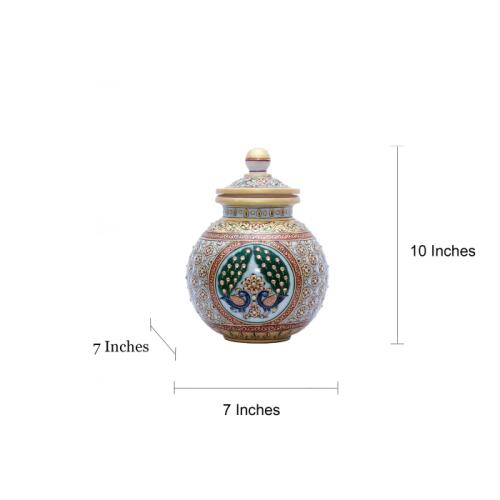 Beautifully Handpainted Round Minakari Barni – Ideal for Storing Spices, Sweets, or Dry Fruits