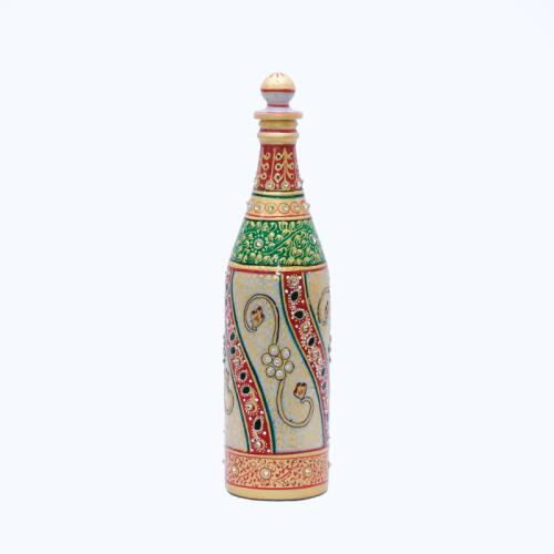 Round Shaped Minakari Handpainted Marble Bottle
