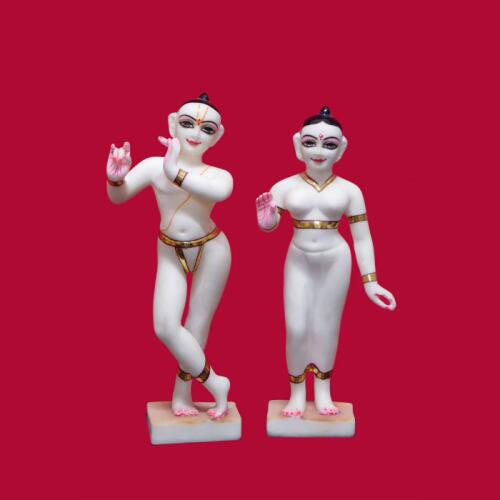Elegant Iskcon Radha Krishna Idol Made from Marble Dust