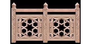 Handcrafted Jali-Work Marble Railing Panel with Floral Carving