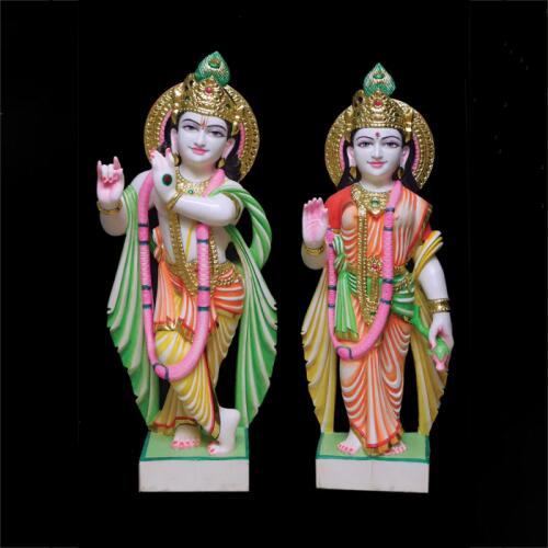 Artisan-Crafted Marble Representation of Radha and Krishna