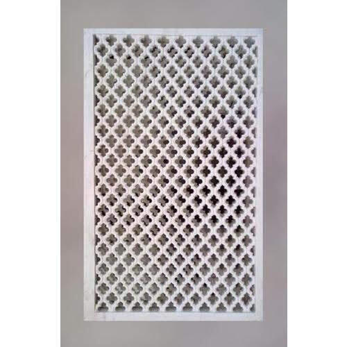 Decorative Marble Jali Panel with Geometric Clover Pattern