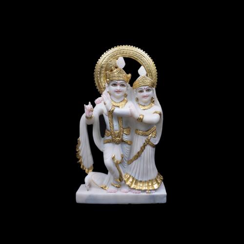 Devotional Radha Krishna Marble Sculpture for Temple Placement