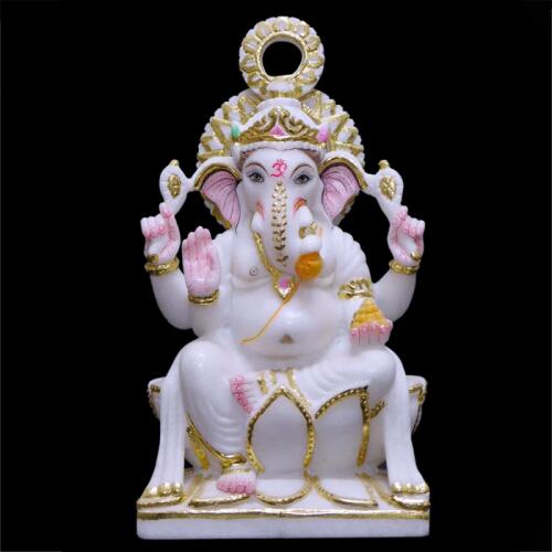 Elegant Marble Statue of Ganesh Ji
