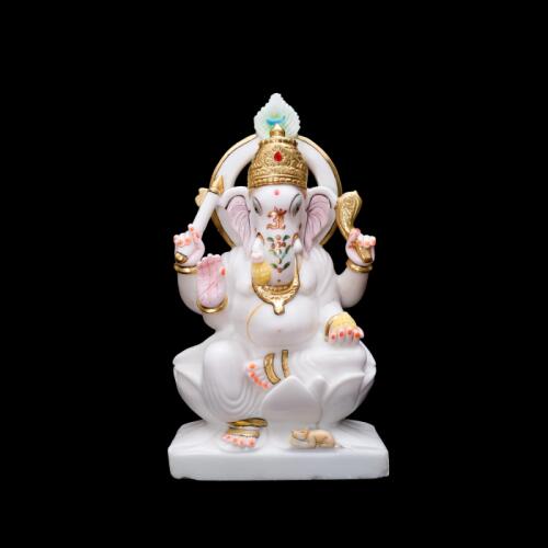 Vietnam Marble Ganpati Idol – Perfect for Home Temple and Spiritual Décor
