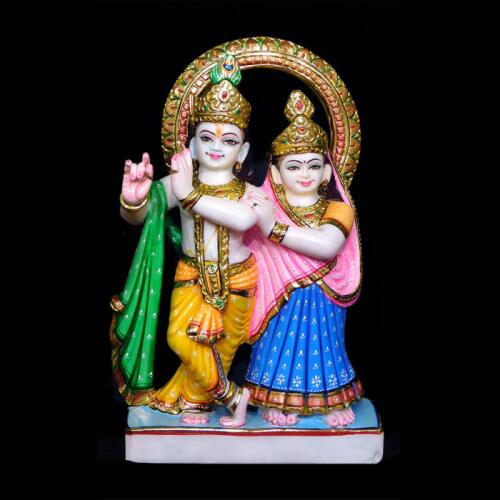 Exquisite Marble Idol of Radha Krishna – Jugal Jodi Design