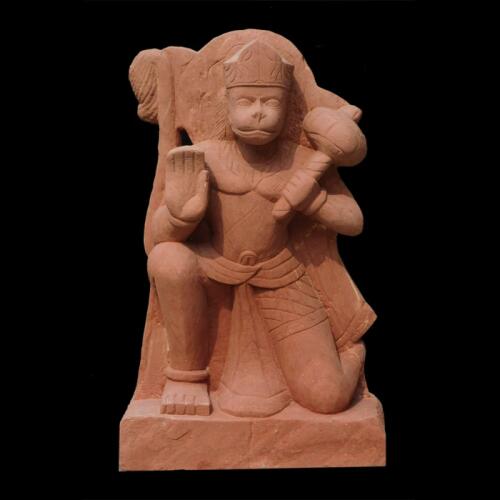 Red Marble Hanuman Ji Statue