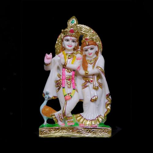 Handcrafted Radha Krishna Marble Dust Statue for Spiritual Spaces