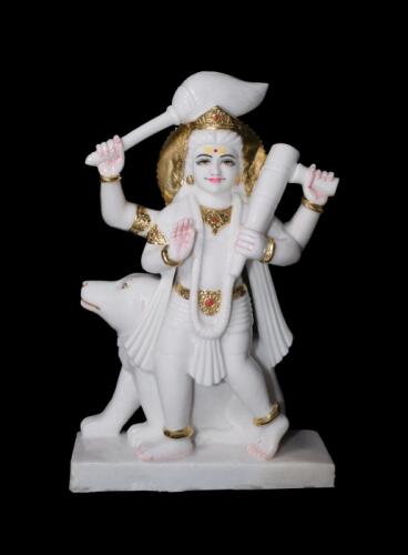 Divine Lord Bhairav Ji Sculpture in White Marble