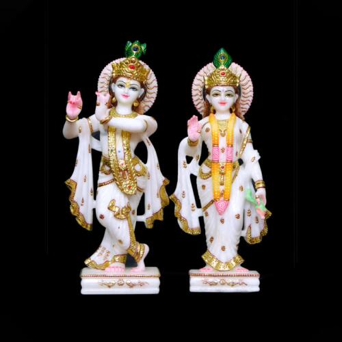 Makrana Marble Radha Krishna Murti for Temple or Home Decor