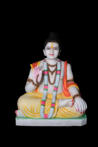 Divine Sitting Dattatreya Sculpture in Pure Alwar Marble