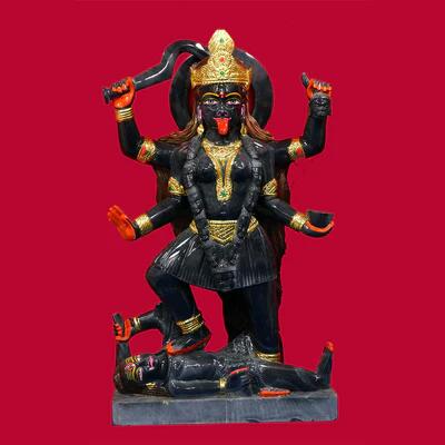 Powerful Maa Kali Marble Statue in Bhaisalana Pose