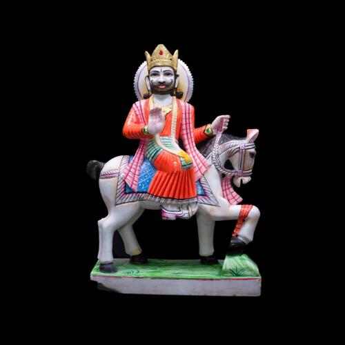 Divine Ramdev Ji Marble Statue for Home and Spiritual Décor
