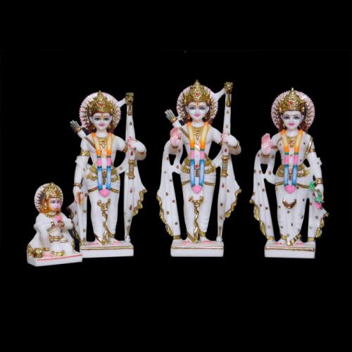 Makrana White Marble Ram Darbar Statue for Temple Use