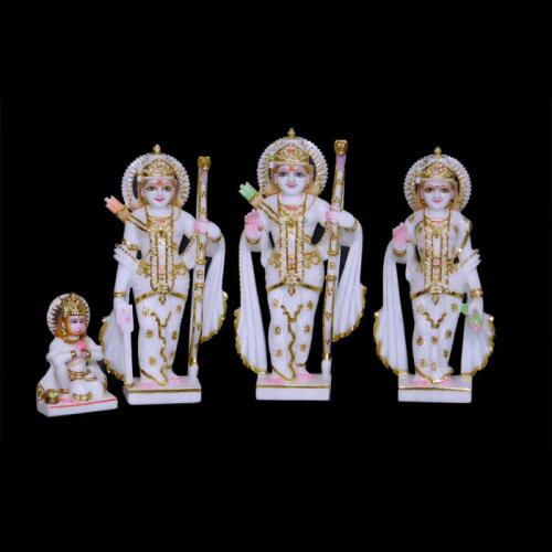 Graceful Ram Darbar Statue in Makrana Marble – Perfect for Your Home Temple