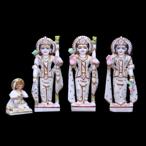 Makrana White Marble Ram Darbar Murti for Temple or Home