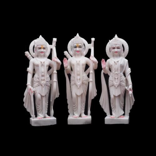 Divine Ram Parivar Marble Idol for Temple and Home