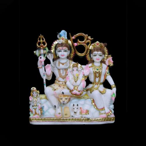 Divine Shiv Parivar Sculpture Crafted from Makrana Marble